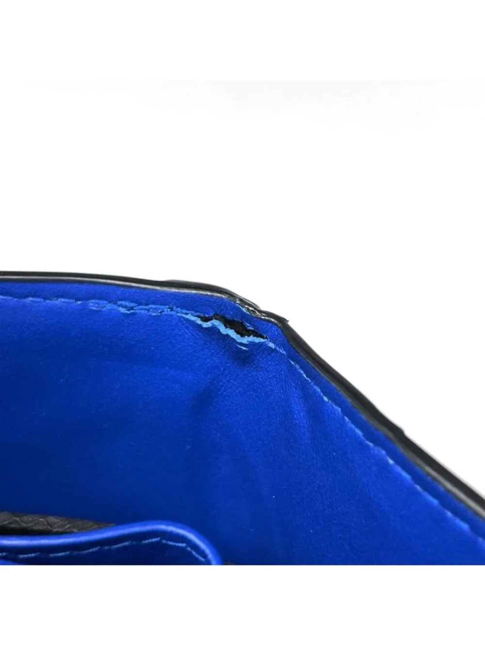 Bottega Veneta Intrecciato Bifold Wallet Bicolor Leather Black Blue